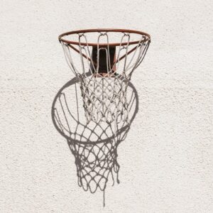 black and white basketball hoop